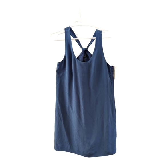 J Crew Silk Twist Back Navy Mini Dress. Size 4, EUC - Picture 3 of 6